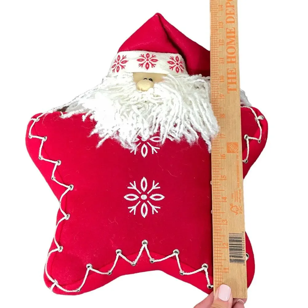 Star Shaped Santa Pillow Red White Grommet Christmas Snowflake READ Dscpt